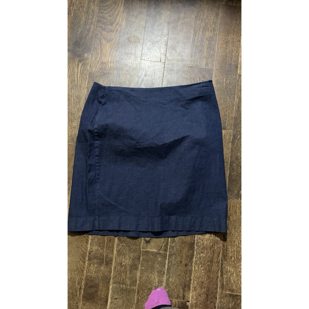 Ann Taylor Loft Lightweight Dark Chambray Blue Denim-like Pencil Skirt Size 12